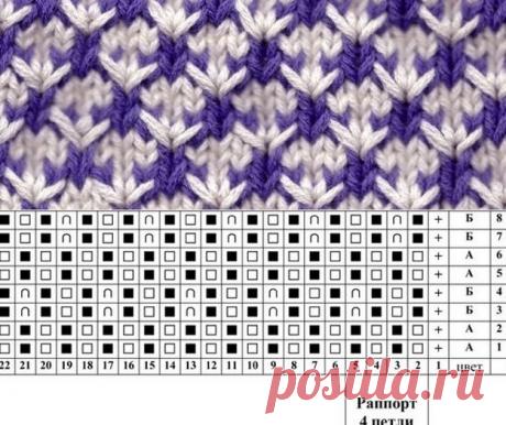 Двухцветные узоры спицами: схемы, фото, видео
