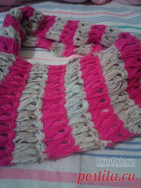 Шарф в технике брумстик. Работа Натали Крафт