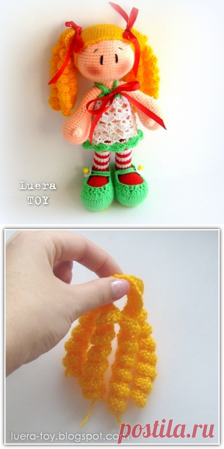 Кукла в полосатых чулках - описание вязания игрушки крючком