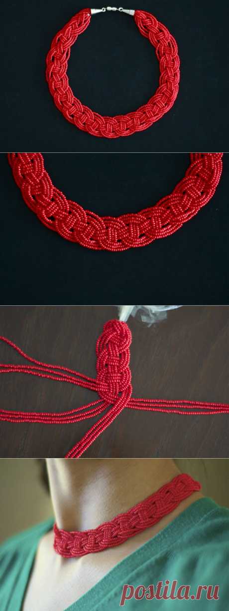Плетенка DIY Woven Bead Necklace | biser.info - всё о бисере и бисерном творчестве