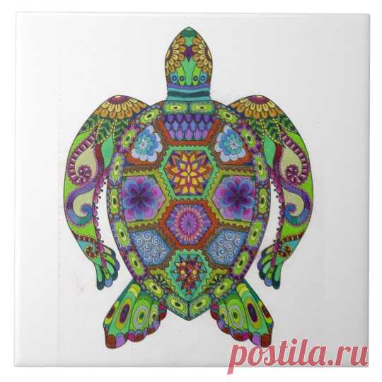 Mandala Turtle design Ceramic Tile | Zazzle.com