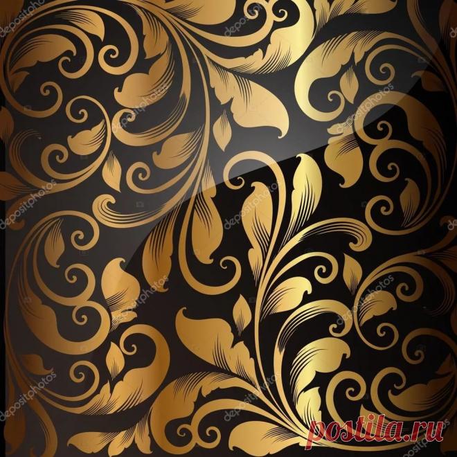 золотой растительный орнамент на черном фоне: 11 тыс изображений найдено в Яндекс.Картинках