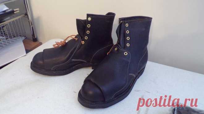 HY-TEST ANCHOR FLANGE SZ 10B STEEL TOE BLACK MEN'S BOOTS LEATHER W/METATARSAL | eBay