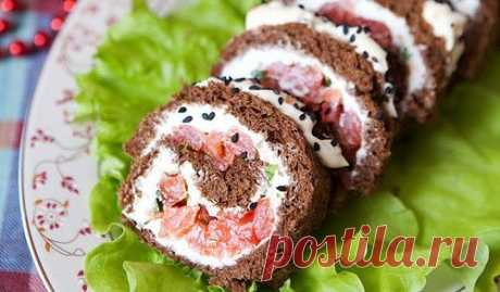 Закуска из хлеба с сыром и форелью / Простые рецепты