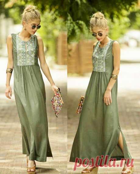 Платье-трапеция в стиле бохо с рельефом