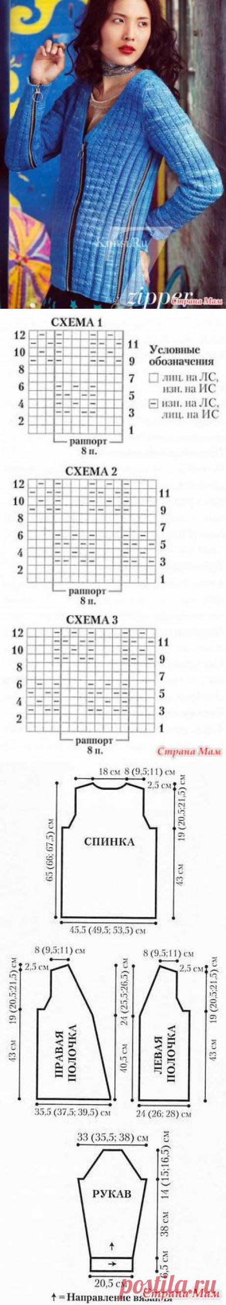 Оригинальный кардиганн на молниях. Спицы - ВЯЗАНАЯ МОДА+ ДЛЯ НЕМОДЕЛЬНЫХ ДАМ - Страна Мам