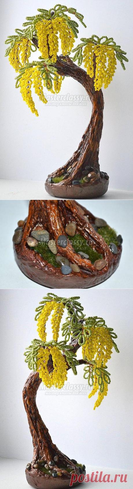 Желтая акация из бисера своими руками. Мастер-класс с пошаговыми фото