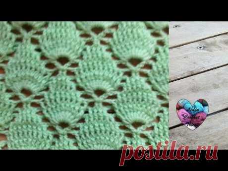 Crochet : Point feuille en relief / Crochet punto fantasia - YouTube