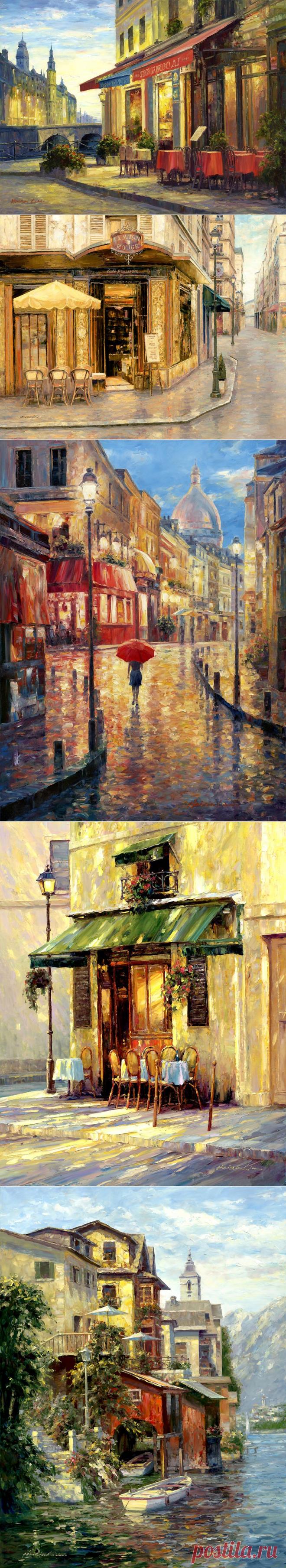 Как тихи улочки старинных городов... Художник Haixia Liu.