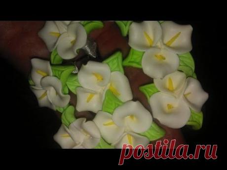 DIY Каллы из полимерной глины. How to make Calla lily. Polymer clay tutorial.