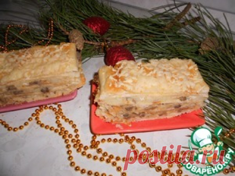 Торт "Наполеон" с картофелем и грибами - кулинарный рецепт