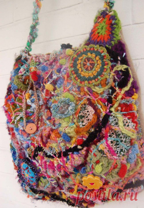 Freeform crochet bag. | Crochet freeform