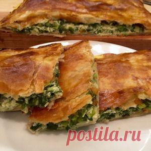Пирог с зеленым луком - кулинарный рецепт