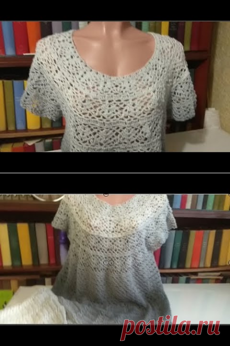 Кофточка с круглой кокеткой и красивым рисунком - YouTube