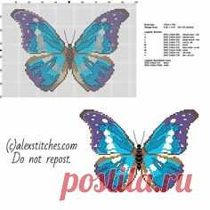 Butterfly Cross Stitch Patterns | ... beautiful blue and violet butterfly free cross stitch pattern download