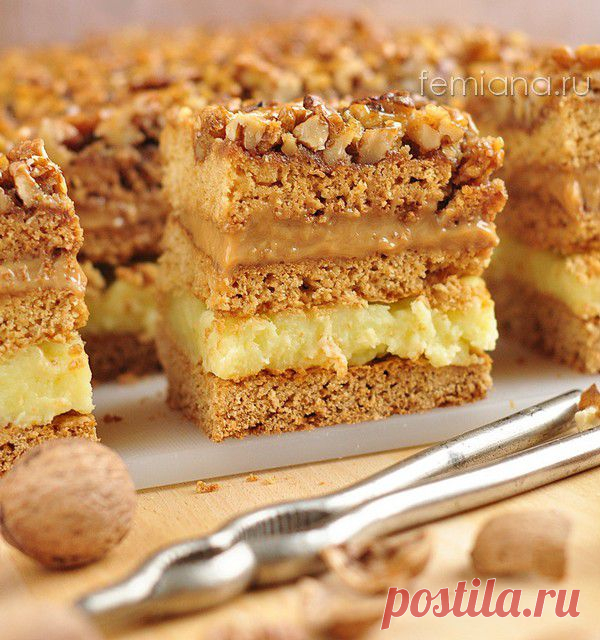 Простой и вкусный торт с грецкими орехами, заварным кремом и вареной сгущенкой | FEMIANA