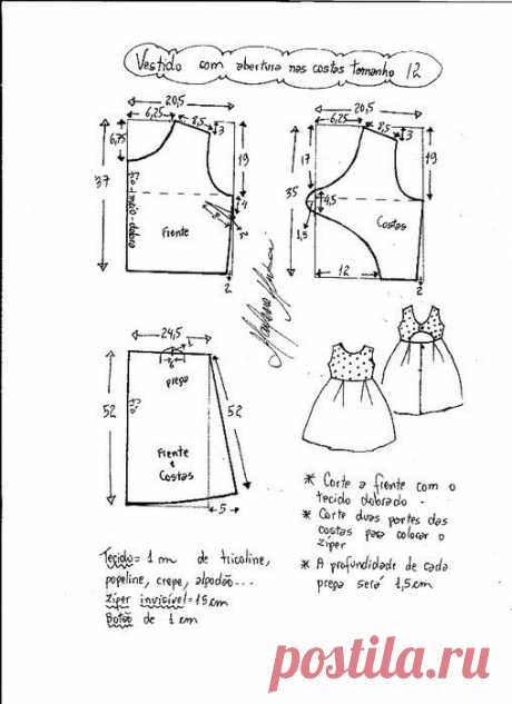 Выкройка платья с открытой спиной для детей от 1 до 14 лет (Шитье и крой) – Журнал Вдохновение Рукодельницы