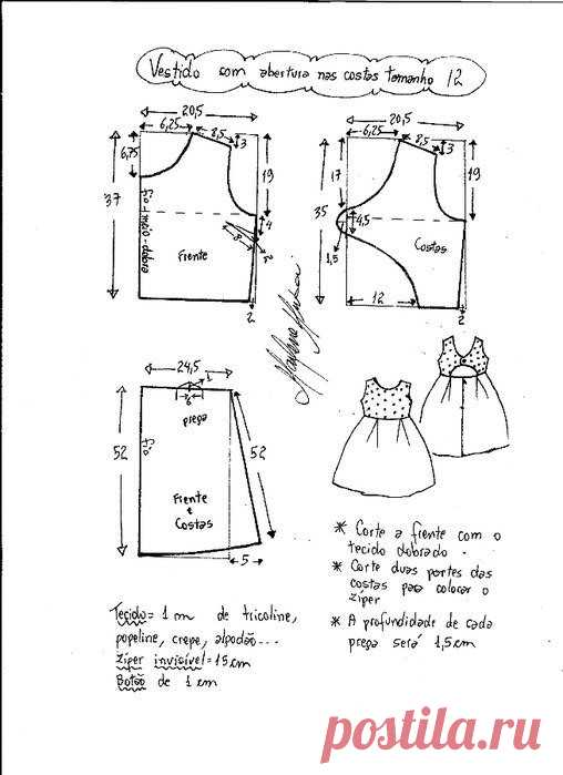 Выкройка платья с открытой спиной для детей от 1 до 14 лет (Шитье и крой) – Журнал Вдохновение Рукодельницы