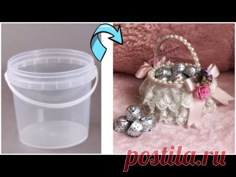 ŞEKERLİK YAPIMI - GERİ DÖNÜŞÜM// How to make a basket from plastic container