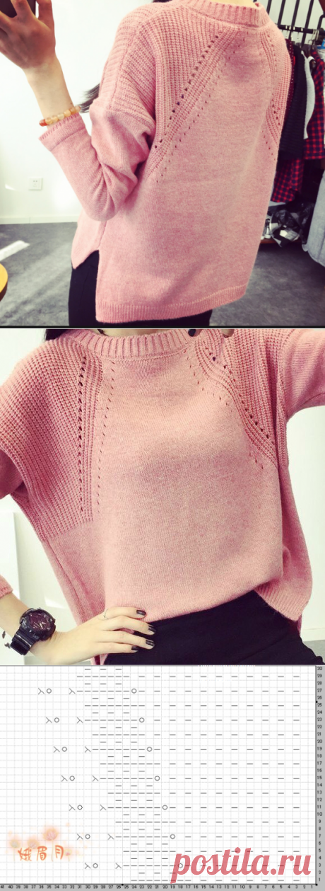 Узор Хипстер-модник-пуловер спицами