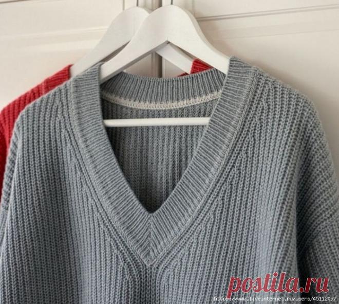Пуловер с V-образным вырезом. МК
