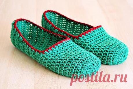 Простые тапочки крючком | Мои Петельки
