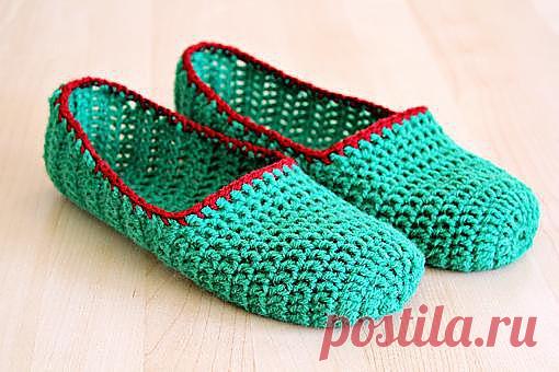 Простые тапочки крючком | Мои Петельки