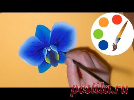 How to paint The Blue Orchid, paint a flower, irishkalia