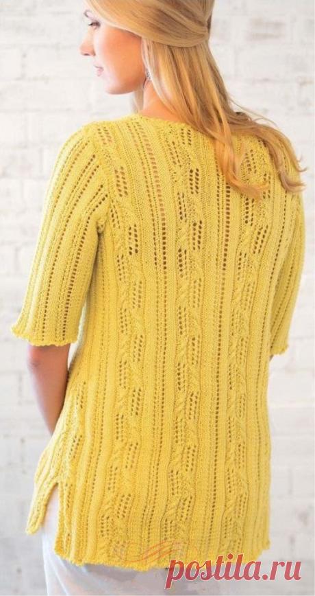 Knitted tunic yellow free pattern