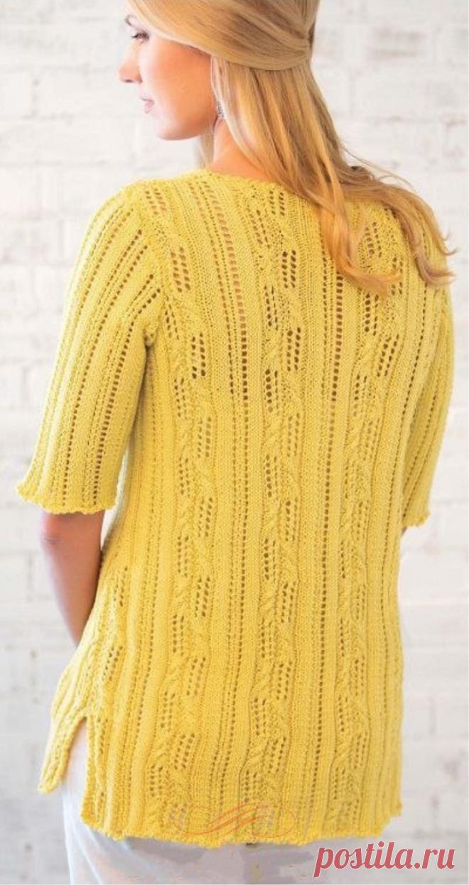 Knitted tunic yellow free pattern