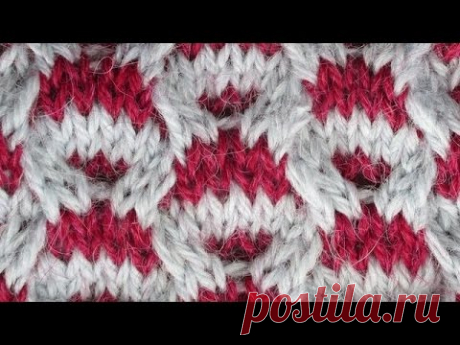 Узоры спицами. Красивый двухцветный узор
