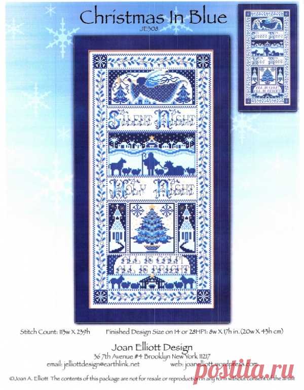 Joan Elliott Design - JE308 Christmas In Blue by Joan Elliott-Cross stitch Communication / Download (only reply)-Cross stitch Patterns Scanned-PinDIY.com