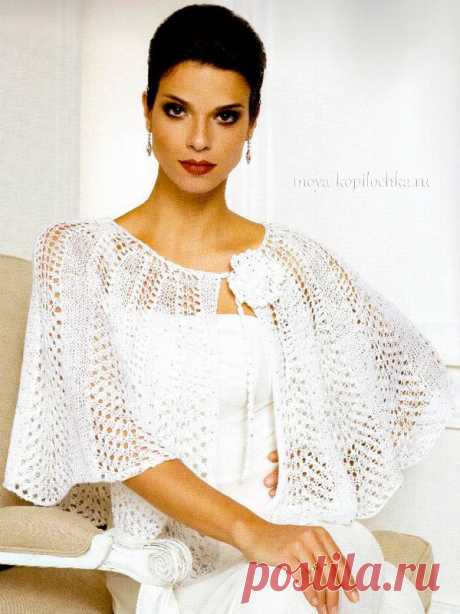 Красивая ажурная накидка-болеро на спицах - Вязание - Моя копилочка