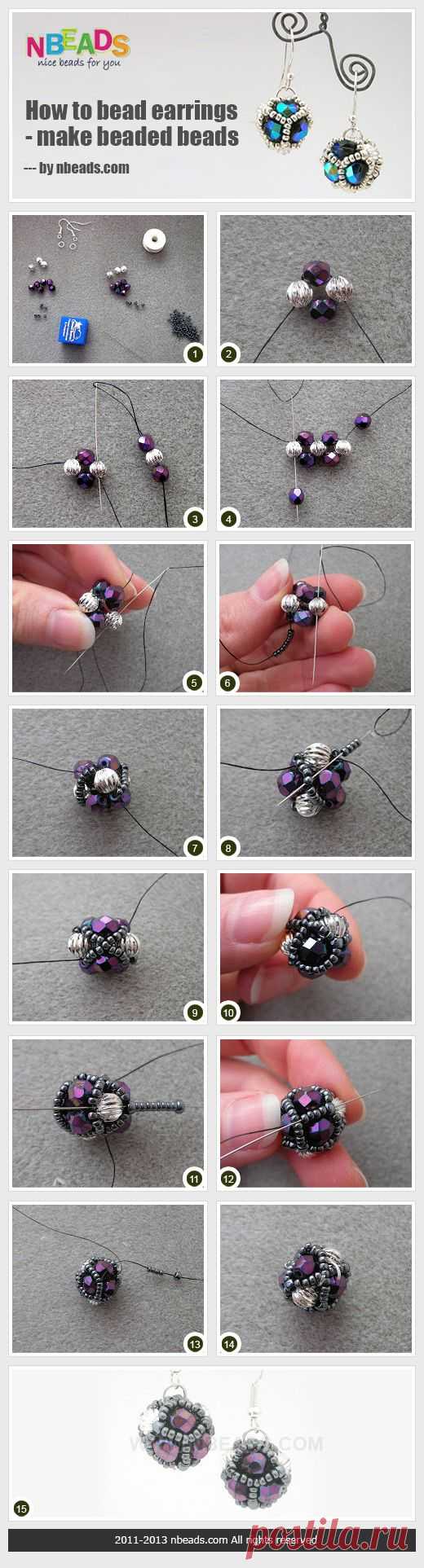 (129) how to bead earrings - make beaded beads | Beading around