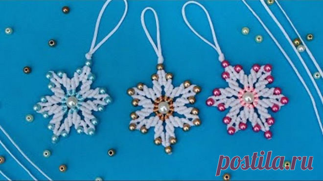 СНЕЖИНКА МАКРАМЕ. SNOWFLAKE MACRAME.
