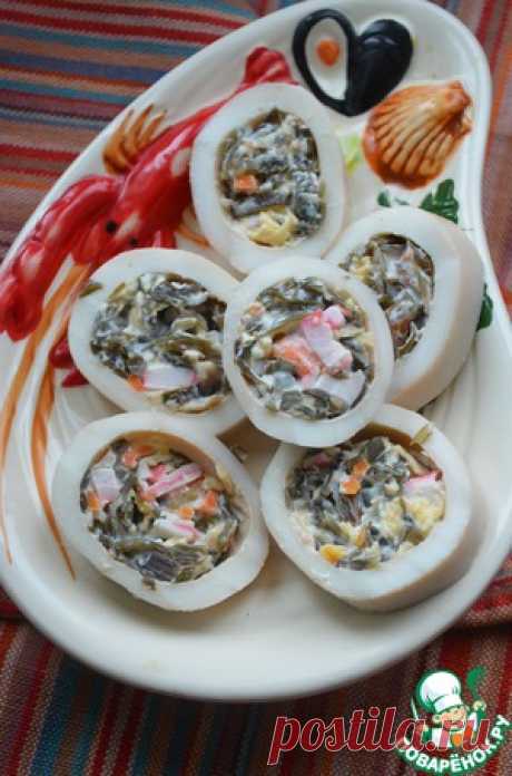Кальмары, фаршированные морской капустой - кулинарный рецепт