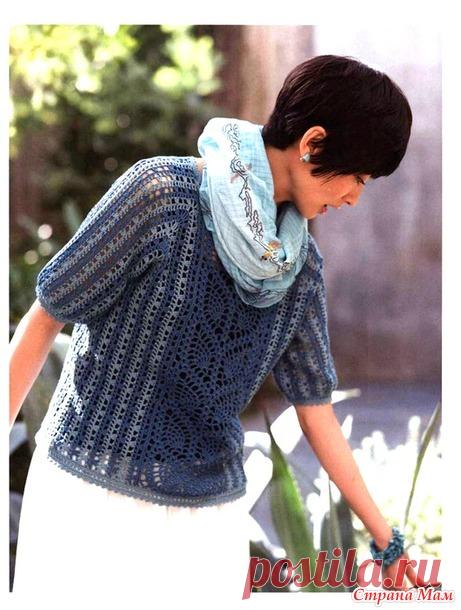 Ажурный джемпер\реглан с вертикальной вставкой из узора ананасы (три цвета). Крючок. - ВЯЗАНАЯ МОДА+ ДЛЯ НЕМОДЕЛЬНЫХ ДАМ - Страна Мам