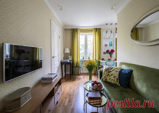 Как разместить на 41 квадратном метре спальню, детскую для двоих детей и гостиную? Чем грамотно отвлечь внимание от скромных размеров квартиры? Разбираемся на примере нового проекта дизайнера Лидии Большаковой