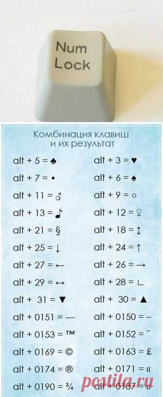 Чтобы написать символ, воспользуйтесь NumLock клавиатурой | Хитрости Жизни