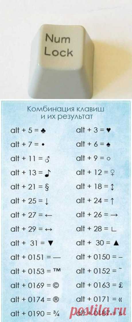 Чтобы написать символ, воспользуйтесь NumLock клавиатурой | Хитрости Жизни