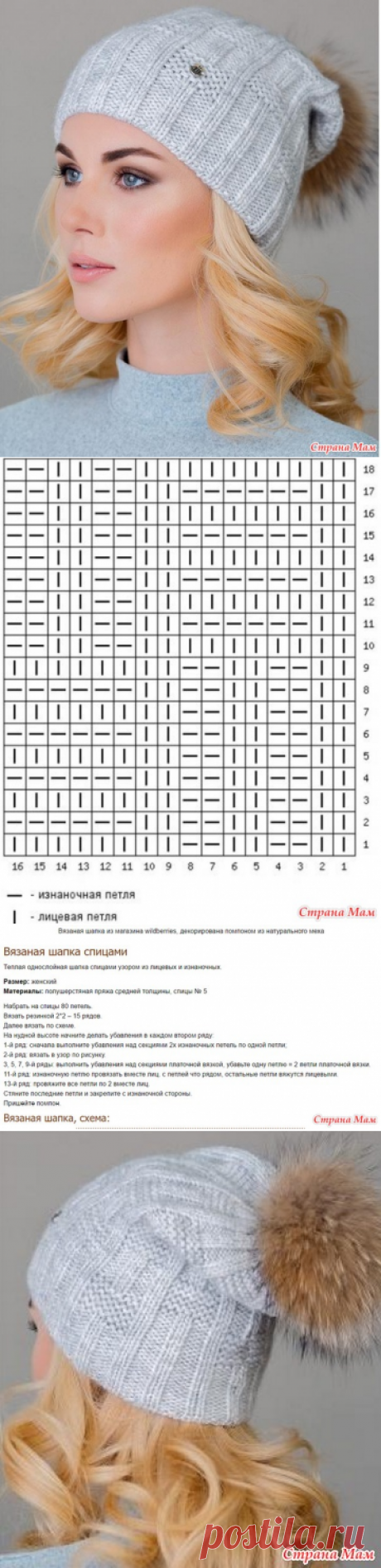 Вязаная шапка"JUNBFRG" - Страна Мам