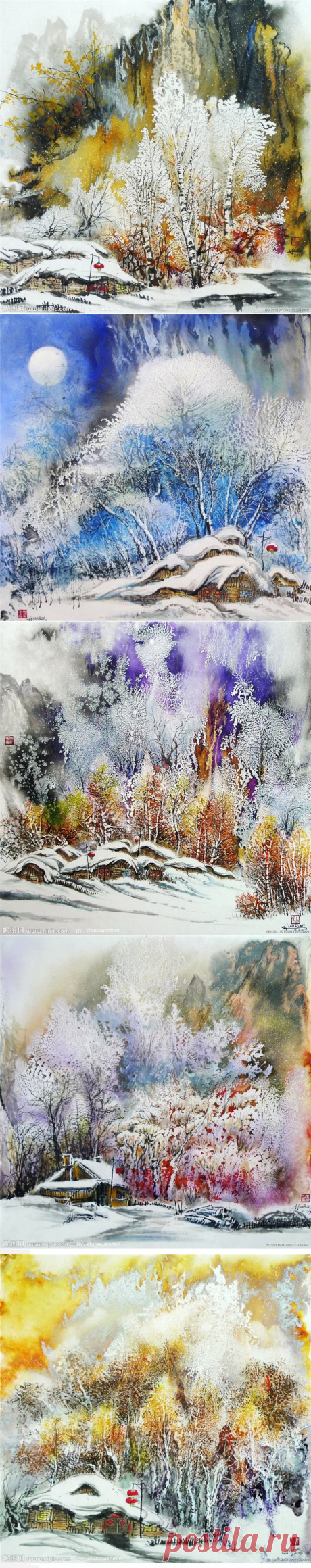 Зимний пейзаж художник- BAI HAORAN.