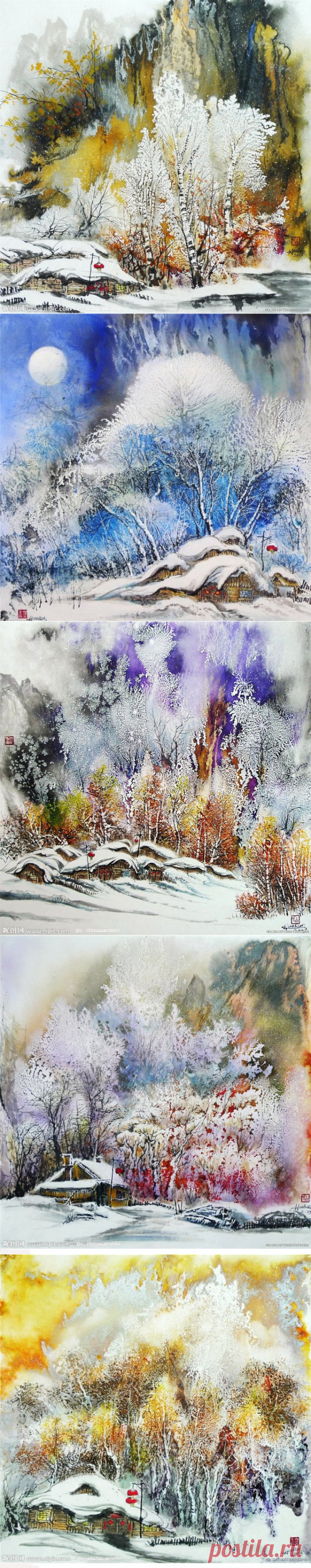 Зимний пейзаж художник- BAI HAORAN.