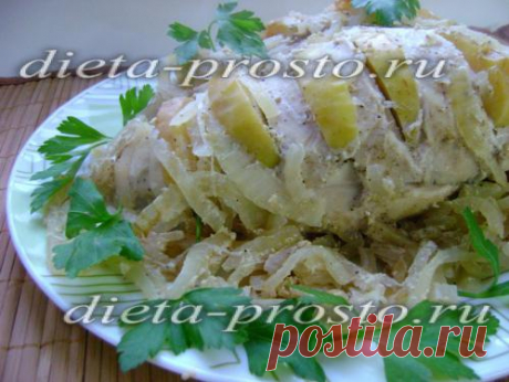 Запеченная куриная грудка с яблоками