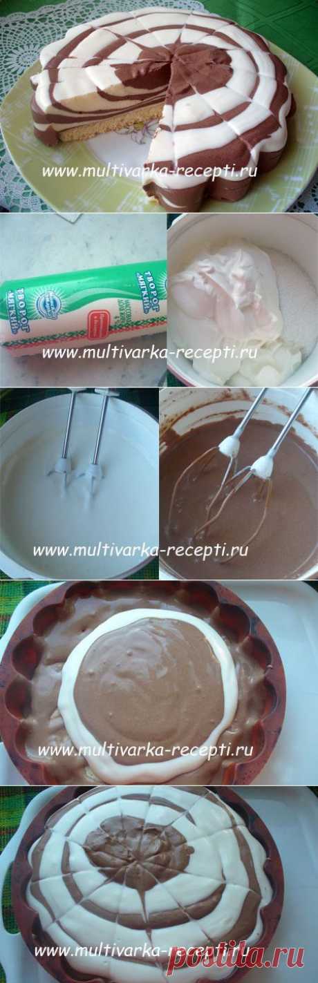 Творожно-шоколадный желейный торт