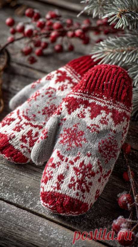 Уютные вязаные варежки в красно-белую полоску на фоне зимы. Генерация из нейросети Midjourney - Midjourney примеры промтов - Форум ИИ о нейросетях - Yes Ai