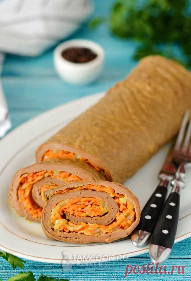Печеночный рулет из куриной печени в духовке — рецепт с фото пошагово