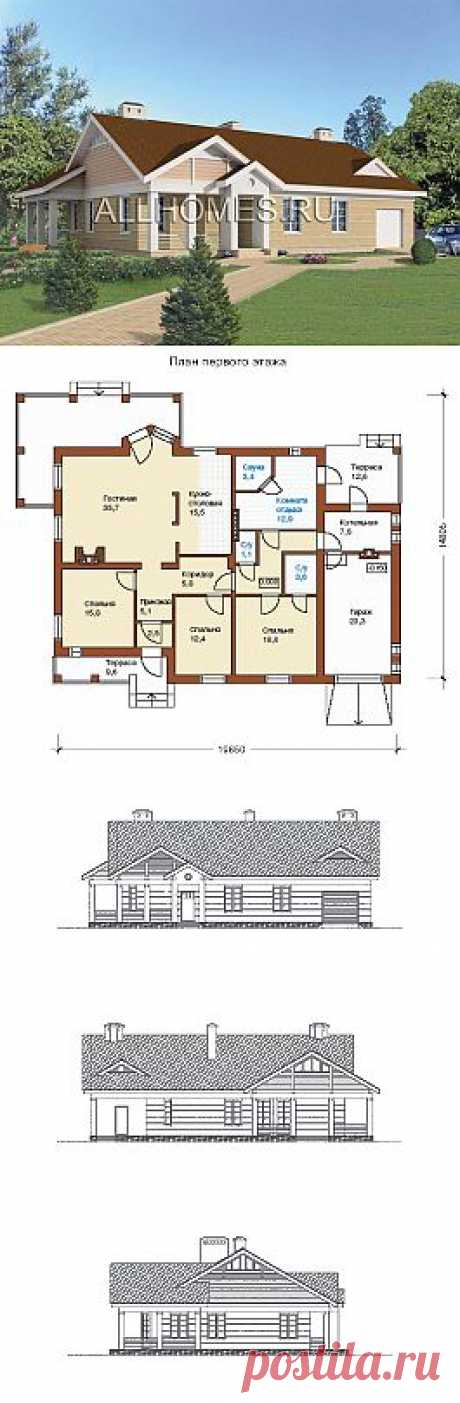 Проект дома из пеноблоков I-187-1P