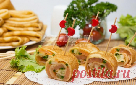 Рулетики из блинчиков с семгой, огурцами, сыром - рецепт с пошаговыми фото | Все Блюда