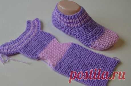 Seamless Two-Needle Knitted Slippers